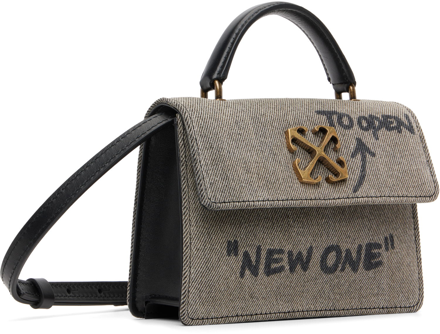 Kabelka Off-White Jitney Baby Quote Denim Bag with Crossed Arrows Hardware Šedá | OWNP063F25DEN0011110, 1