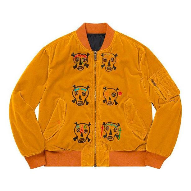 Bomber bunda Supreme Clayton Patterson Skulls Velvet Bomber Jacket Oranžová | SUP-SS21-601, 0