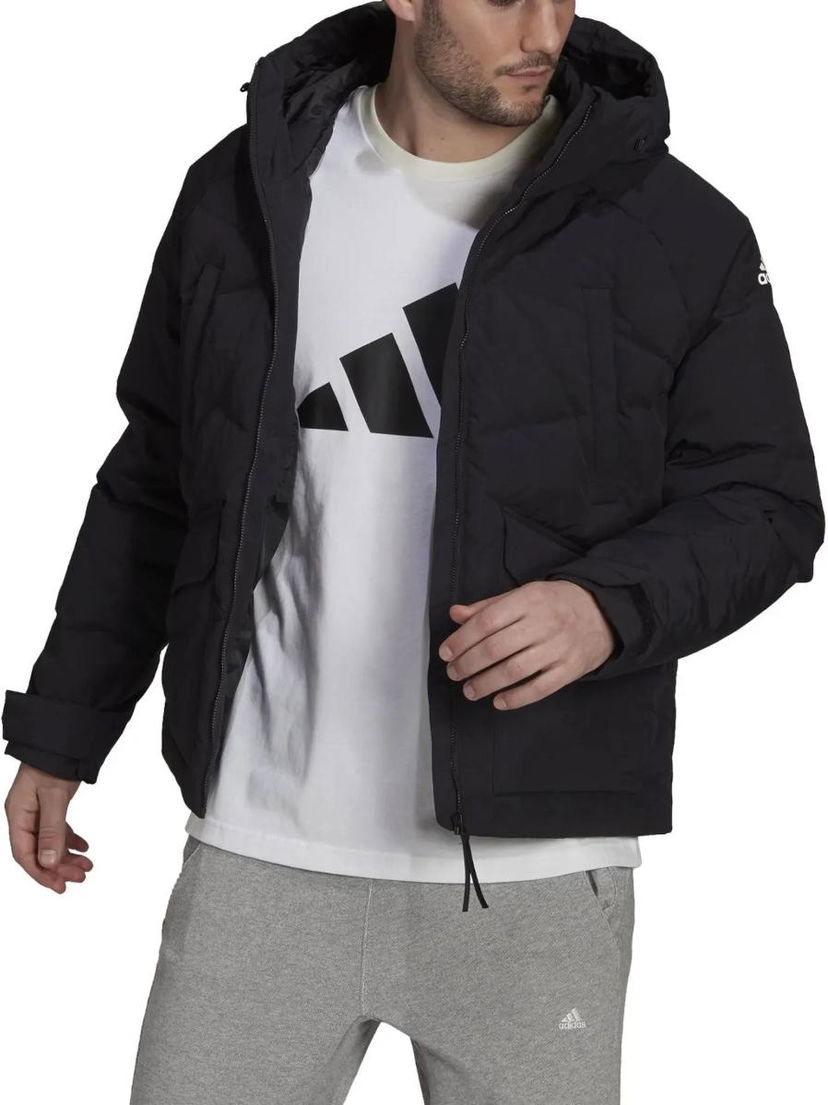 Prešívaná bunda adidas Originals Black Hooded Puffer Jacket Čierna | gt6538