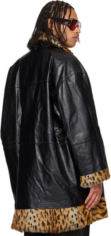 Kabáty Martine Rose Martine Rose Leopard and Tiger Print Reversible Leather Coat Čierna | 567LP18001, 2