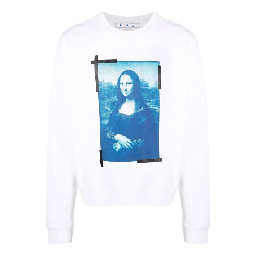 Mikina Off-White Off-White Mona Lisa Graphic Sweatshirt Biela | OMBA058C99FLE0030145