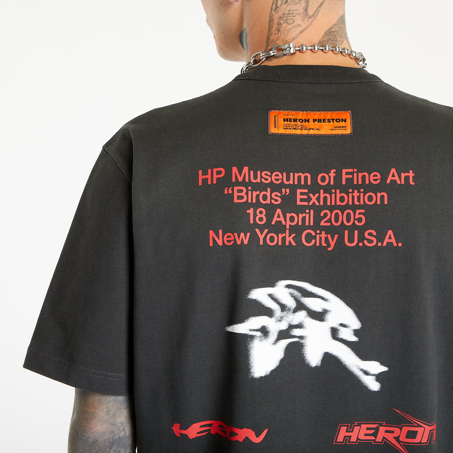 Tričko HERON PRESTON 'Museum' T-Shirt Čierna | HMAA032F23JER0051025, 1