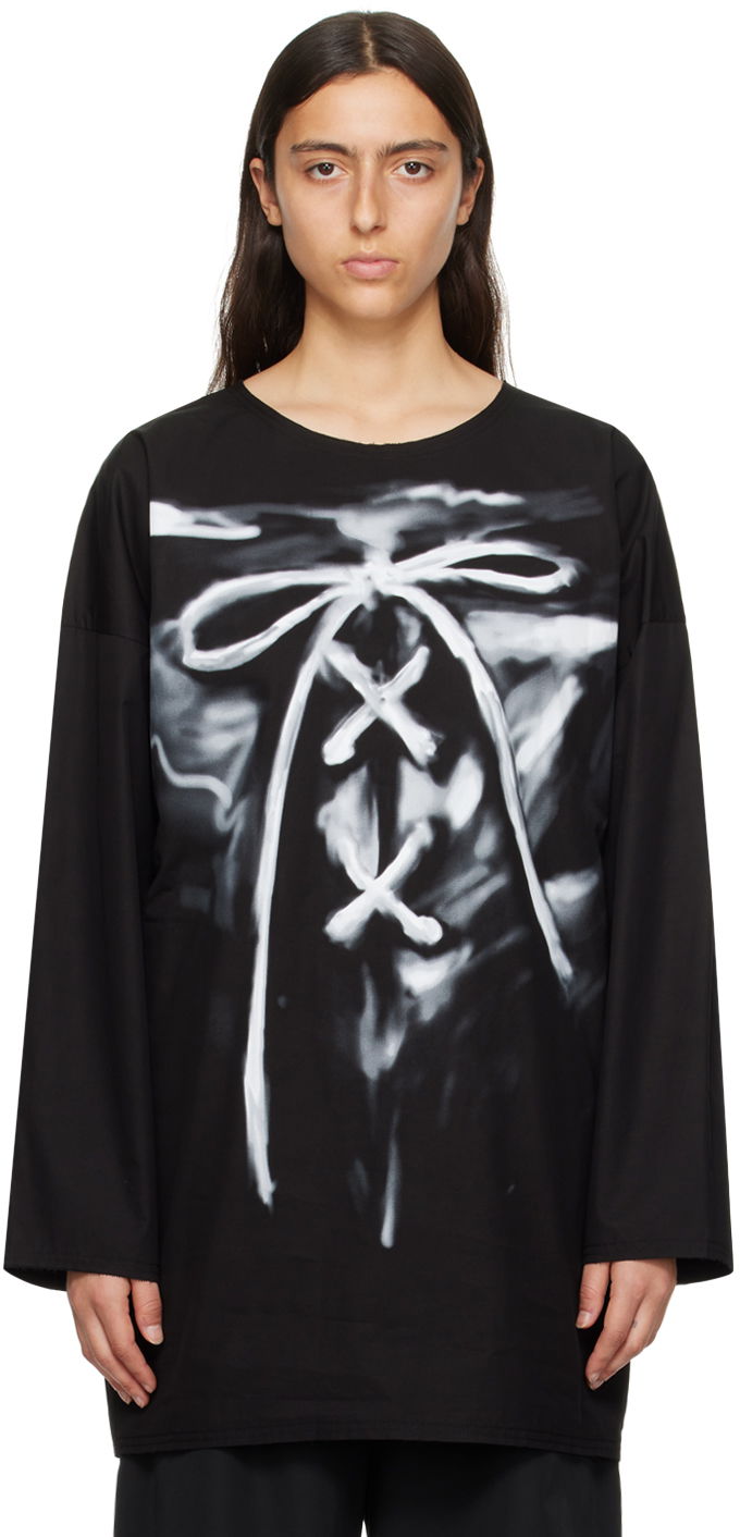 Tričko We11done Long Sleeve Graphic T-Shirt Čierna | WD-SH3-23-184-U-BK, 0