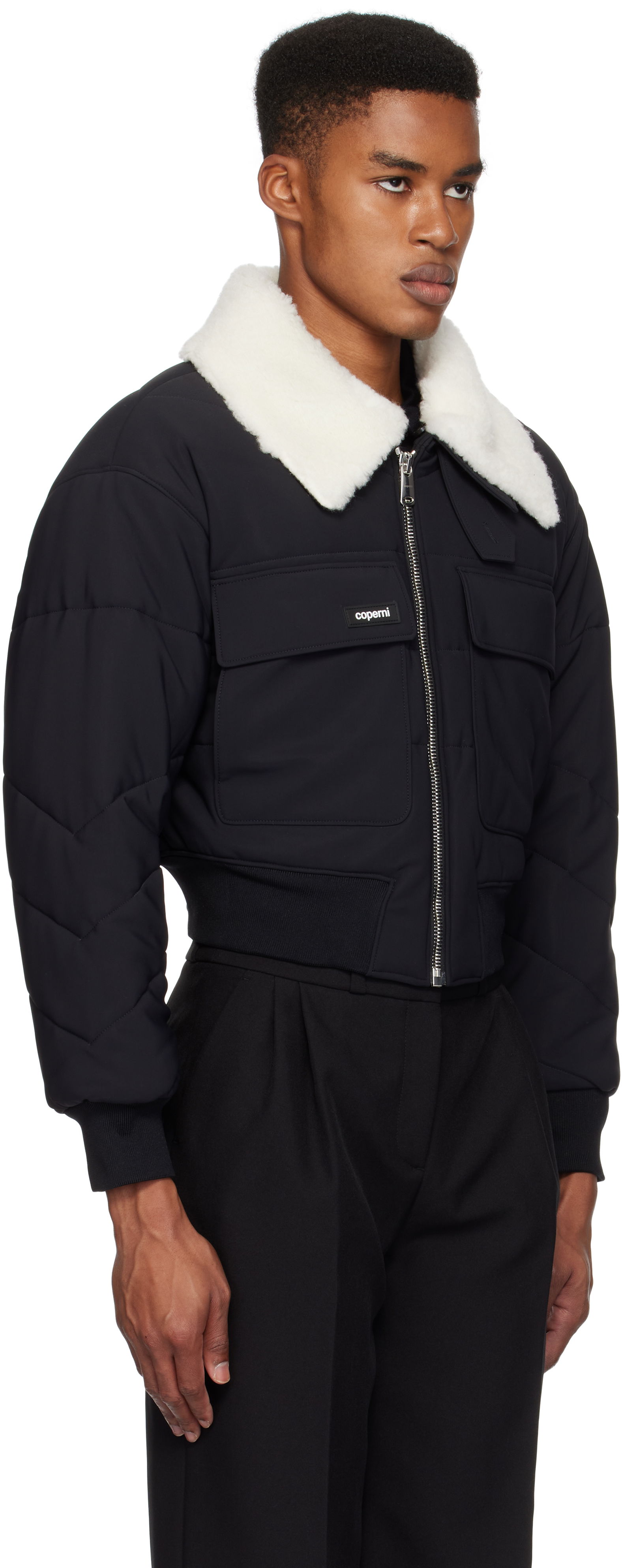 C+ Shearling Collar Bomber Jacket