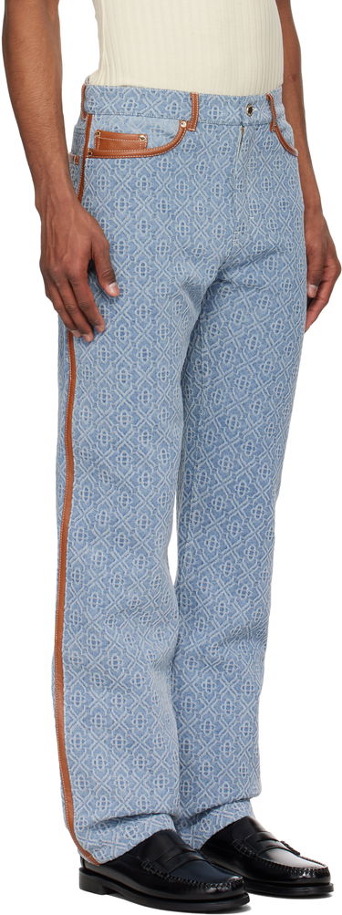 Džínsy Casablanca Casablanca Diamond Monogram Leather Trim Jeans Modrá | MPS25-TR-260-01, 1