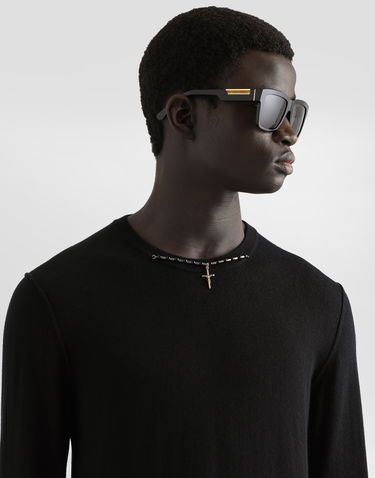 Sveter Dolce & Gabbana Dolce & Gabbana Silk Round-Neck Sweater with Jewel Detail Čierna | GXX02ZJBW05N0000, 3