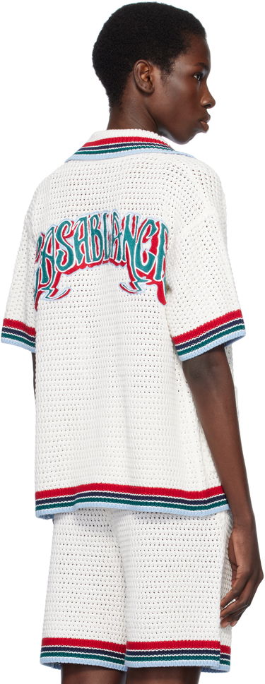 Sveter Casablanca Casablanca Gothic Crochet Knit Polo Shirt Biela | WS25-KW-1063-01, 2