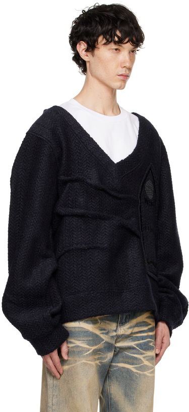 Sveter Who Decides War Who Decides War Gathered Collegiate Sweater Navy | 1110100010FW24, 1