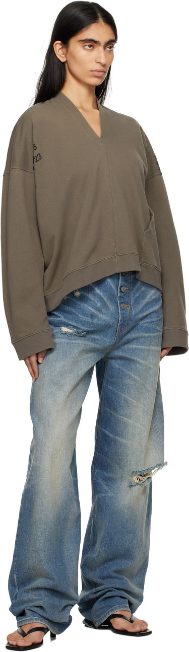 Sveter Maison Margiela MM6 Maison Margiela V-Neck Sweatshirt Hnedá | S52GU0239 M25014, 3