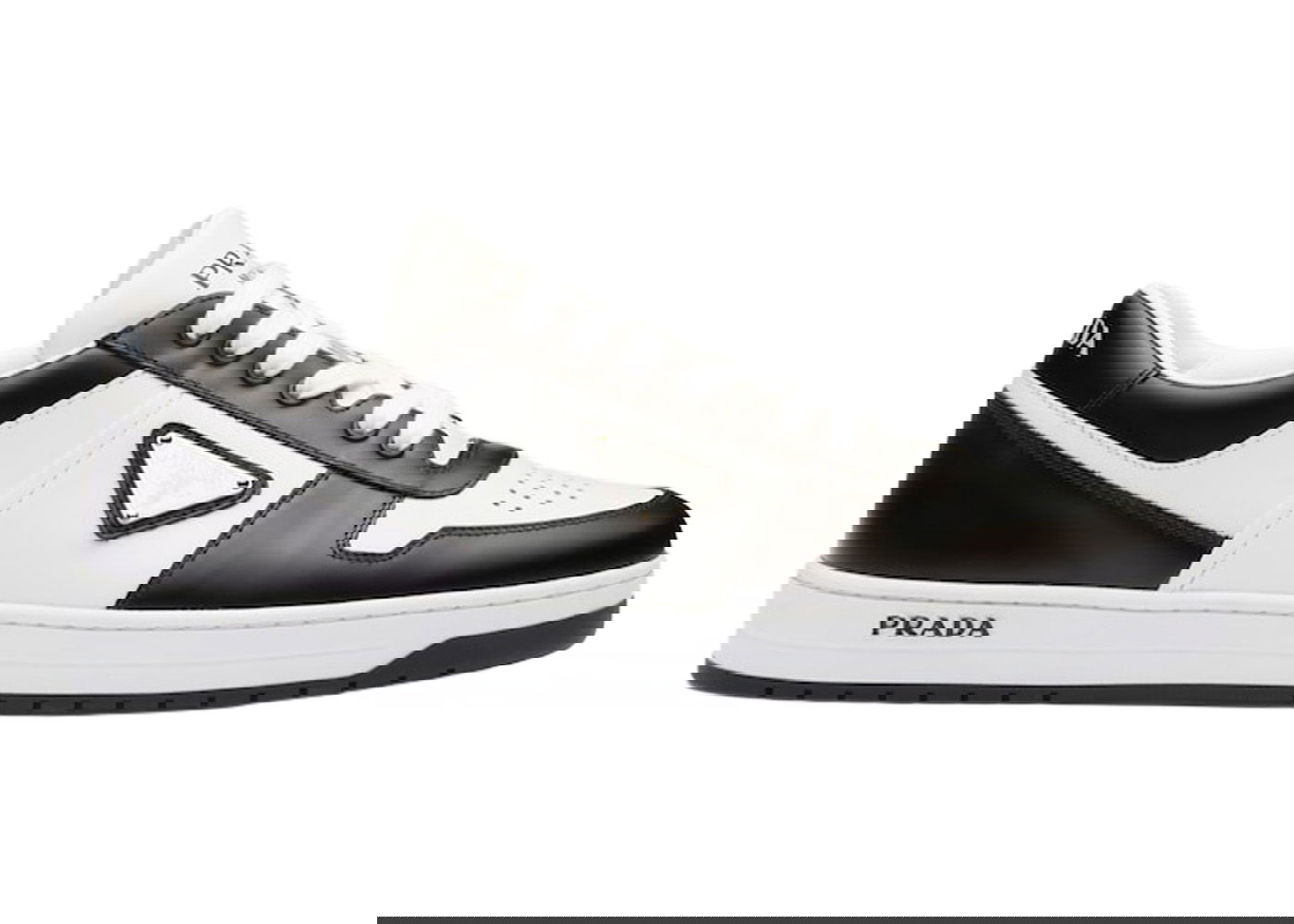 Tenisky a topánky Prada Downtown Low Top Sneakers Leather White Black Čierna | 2EE364_3LKG_F0964, 0