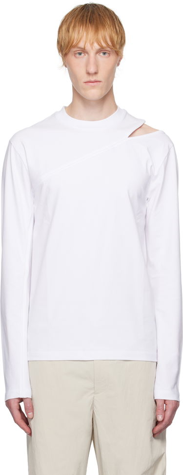 Tričko HELIOT EMIL HELIOT EMIL Pleistos Cutout Long Sleeve T-Shirt Biela | SS25_M_09_135_WHT02, 0