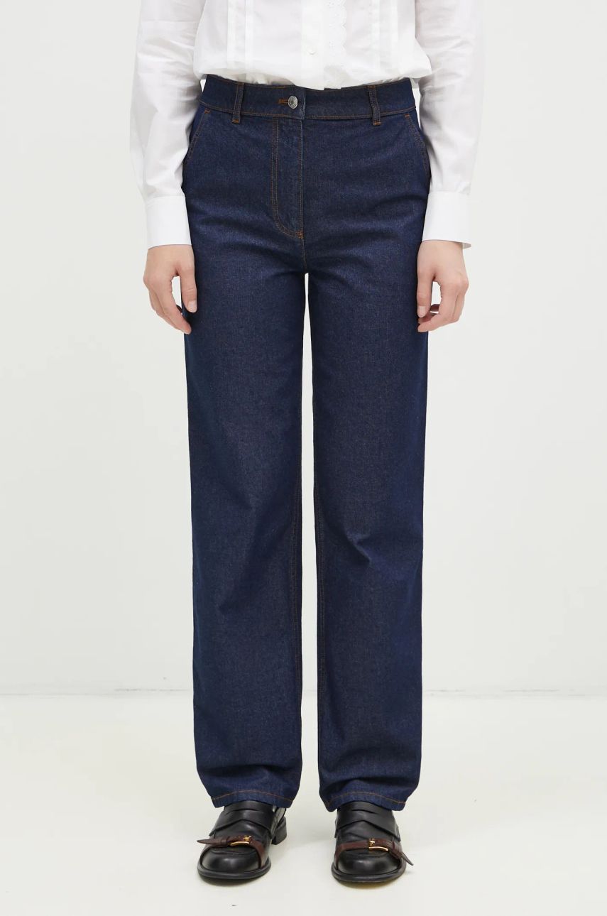 Džínsy MAISON KITSUNÉ Straight High-Waisted Denim Jeans Modrá | NW01113WW0081, 0