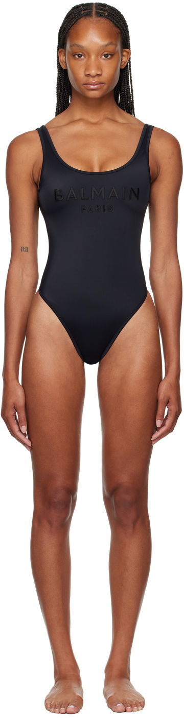 Plavky Balmain Black Logo Swimsuit Čierna | BKBG72100, 0