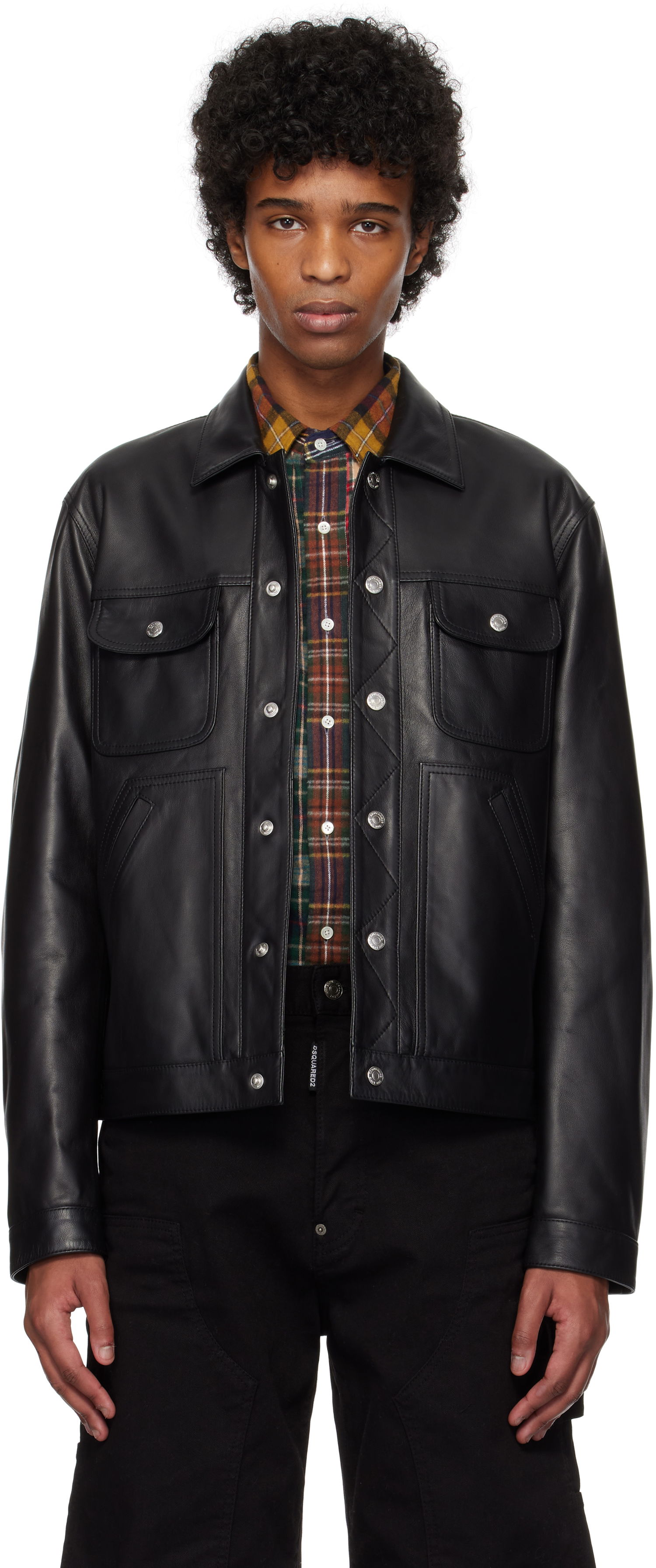 Bunda DSQUARED2 Dsquared2 Boxy Jean Leather Jacket Čierna | S74AM1571_SY1491, 0