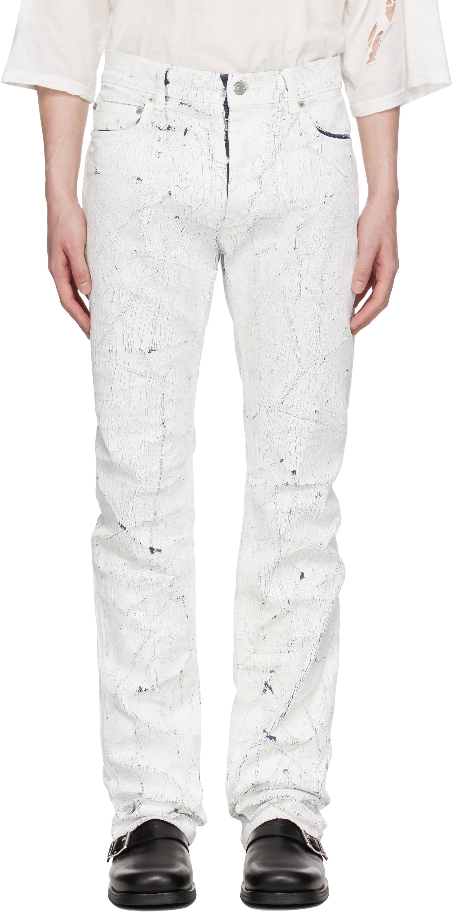 Džínsy Maison Margiela MM6 Maison Margiela 5 Pocket Cracked Jeans Biela | SH2LA0018 M30028, 0