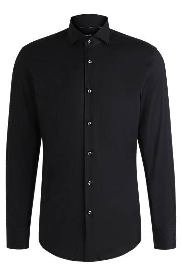 Košeľa BOSS Slim Fit Easy-Iron Cotton-Blend Poplin Shirt Čierna | 50479915, 0