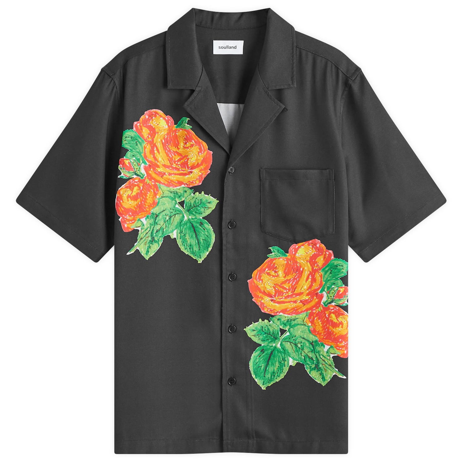 Košeľa Soulland Shirt Large Orson Rose Print Čierna | 42045-1313-BKM, 0