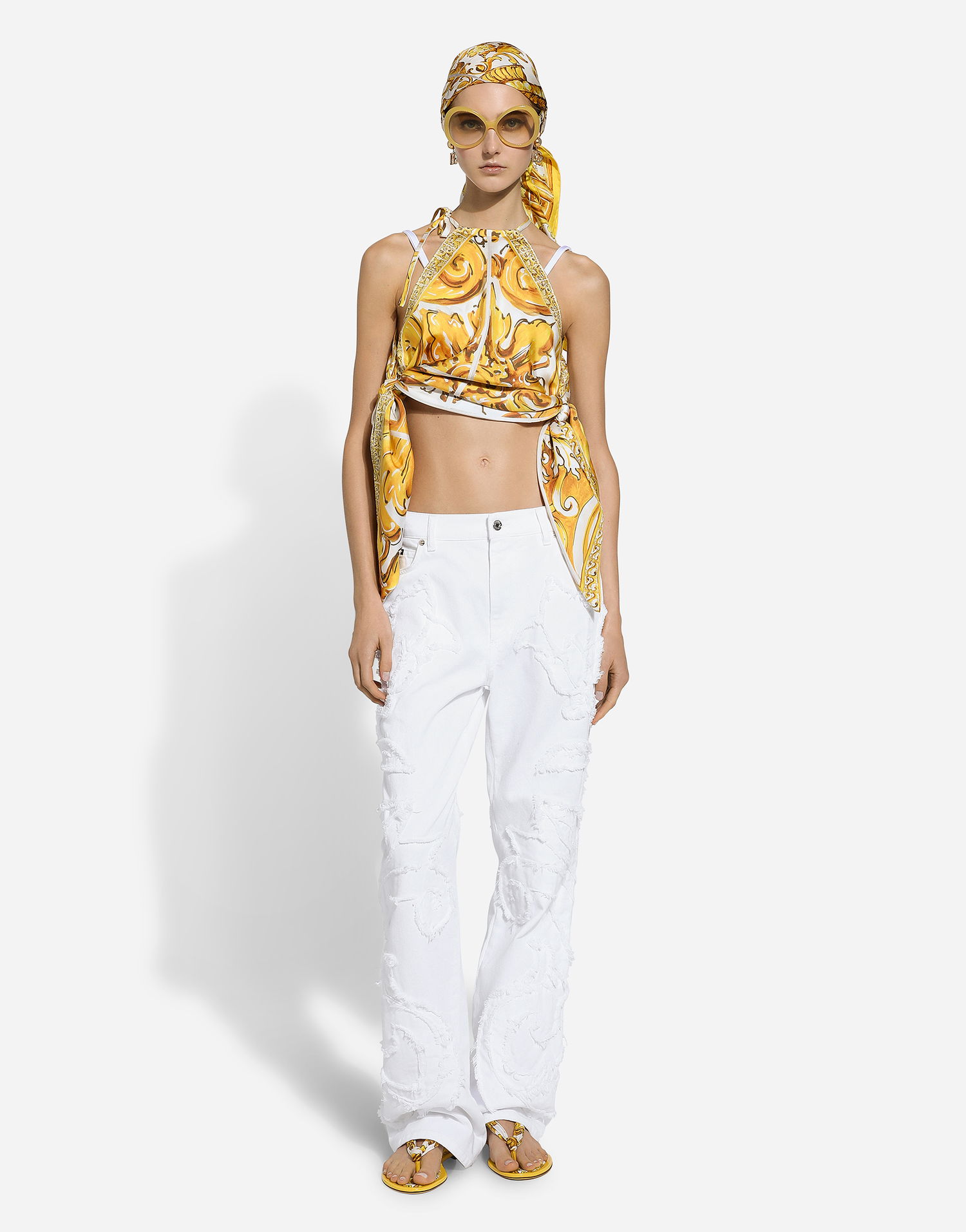 Džínsy Dolce & Gabbana Embroidered Boyfriend Jeans Biela | FTCGNZG8LC6S9001, 1