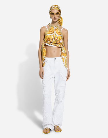Džínsy Dolce & Gabbana Embroidered Boyfriend Jeans Biela | FTCGNZG8LC6S9001, 1