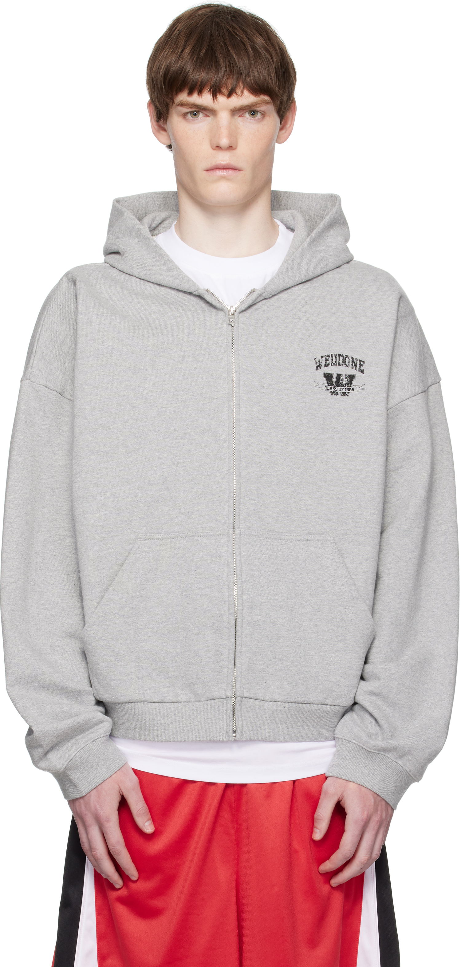 Mikina We11done We11done College Zip-Up Hoodie Šedá | WD-TJ2-25-846-U-MG, 0