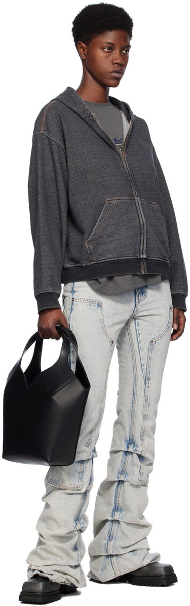 Mikina We11done Faded Zip-Up Hoodie Čierna | WD-TJ0-24-787-U-BK, 3