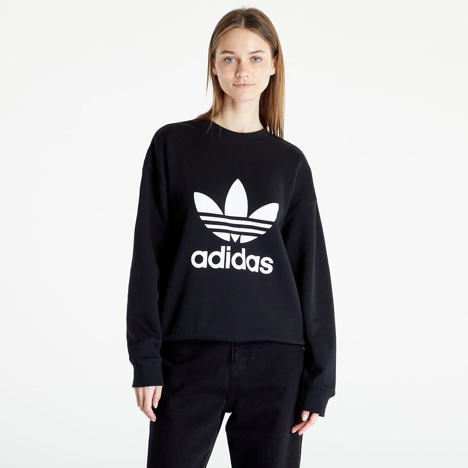 Mikina adidas Originals Trefoil Crew Sweatshirt Čierna | IB7431, 0