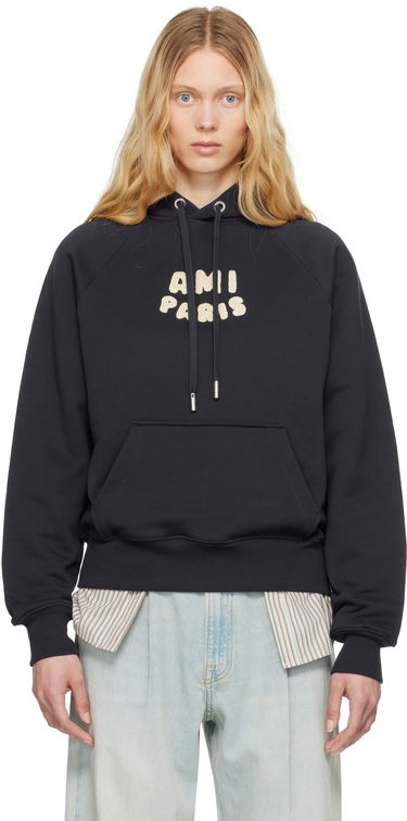 Mikina AMI AMI Paris Patch Cotton Hoodie Navy | USW275.747, 0