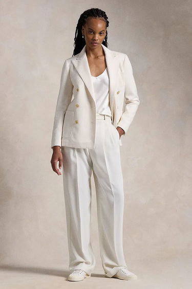 Bunda Polo by Ralph Lauren Double-Breasted Wool-Blend Blazer Biela | 211947976, 2