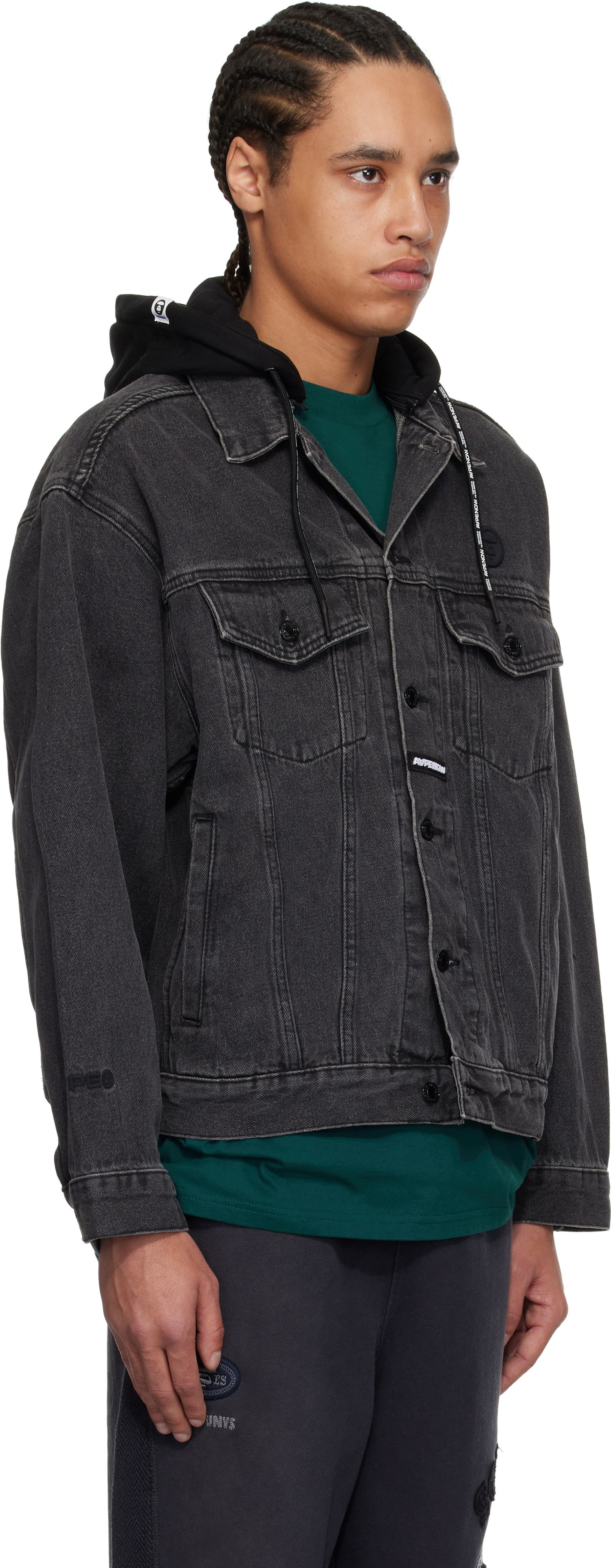 Bunda AAPE by A Bathing Ape AAPE by A Bathing Ape 'AAPE Now' Denim Jacket Čierna | AAPLJM7700XXNBKL, 1