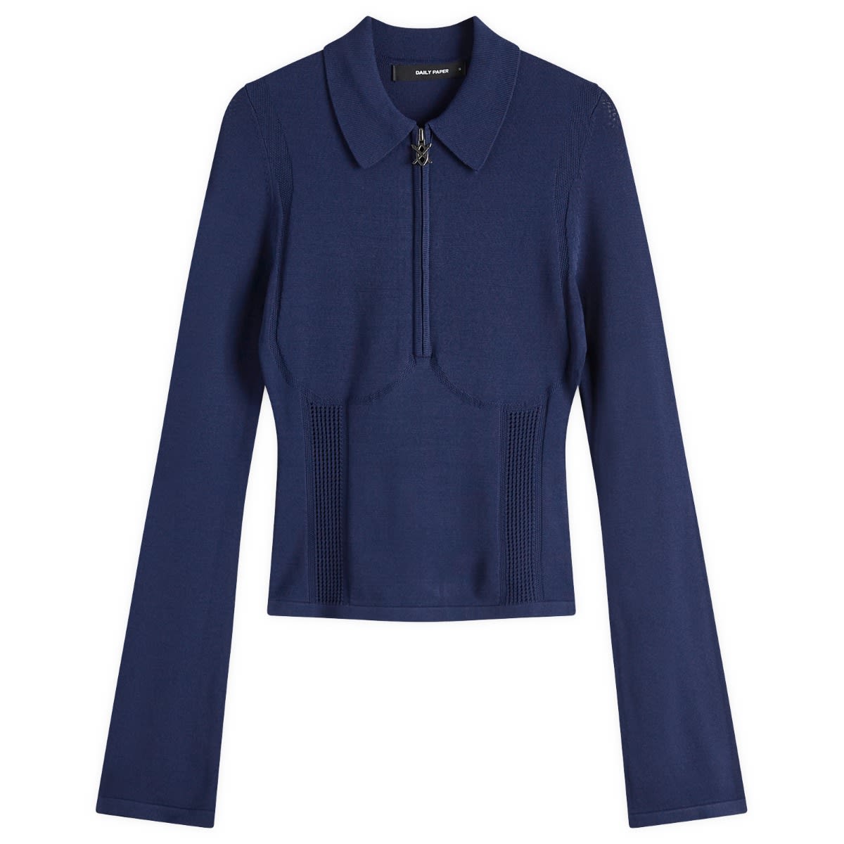 Sveter DAILY PAPER Daily Paper Women's Knit Zip Polo Navy | 2511087, 1