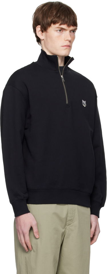 Mikina MAISON KITSUNÉ Maison Kitsuné Fox Head Comfort Half Zip Sweatshirt Čierna | PM00305KM0341, 1