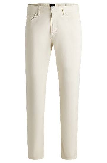 Nohavice BOSS Maine Regular-Fit Stretch-Cotton Twill Trousers Béžová | 50538370, 0