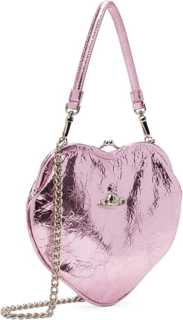 Kabelka Vivienne Westwood Belle Crinkled Metallic Heart Frame Bag with Chain Ružová | 4B01000CW-L00A7-, 1