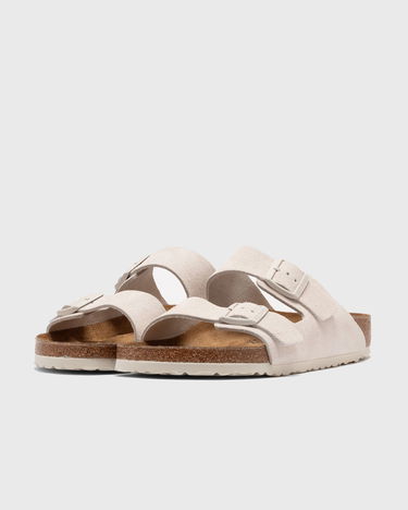 Tenisky a topánky Birkenstock Men's Arizona Slim Fit Suede Double Strap Sandals - Antique White Béžová | 1026817, 1