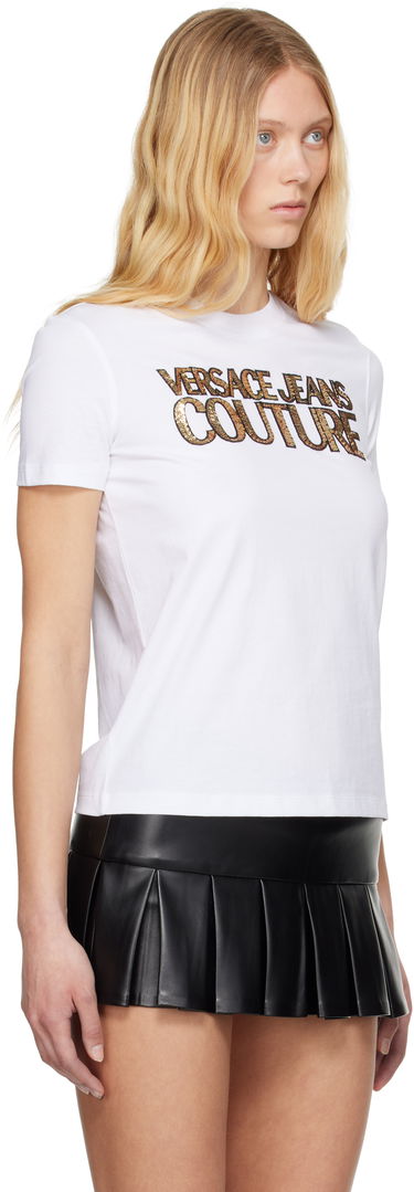Tričko Versace Versace Jeans Couture Sequinned Logo T-Shirt Biela | E78HAHE02_ECJ00E, 1