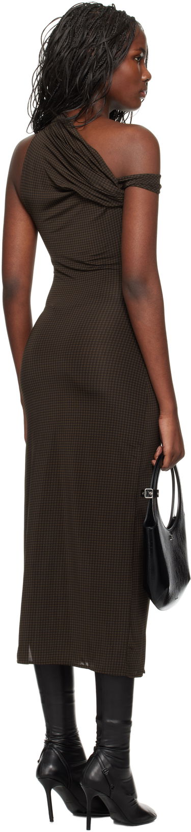 Šaty Courrèges Houndstooth Twist Midi Dress Hnedá | 324JRO450PR0078, 2