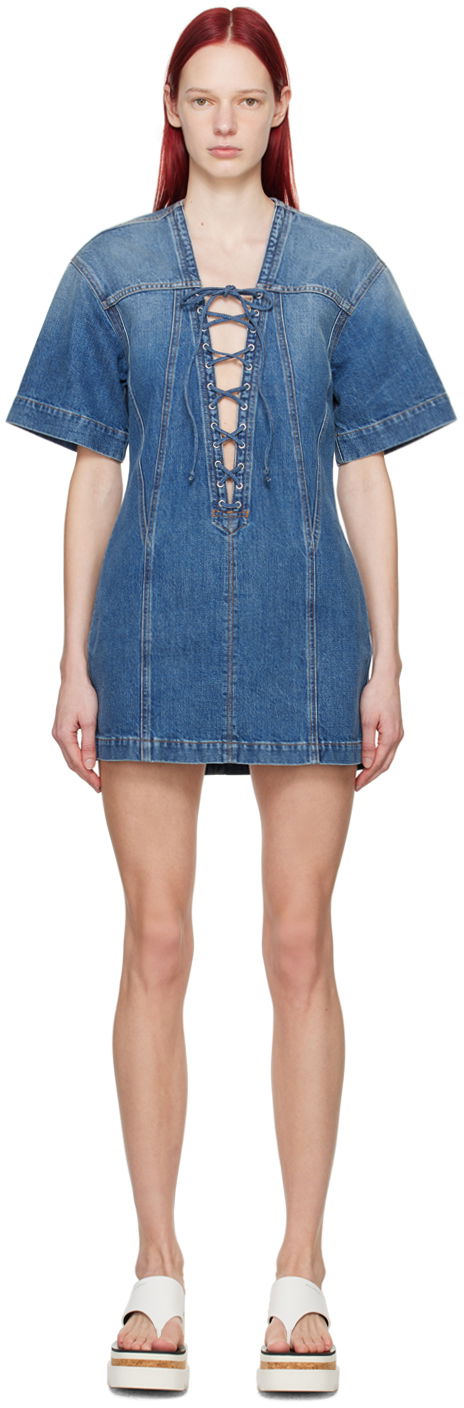 Stella McCartney Lace-Up Denim Minidress