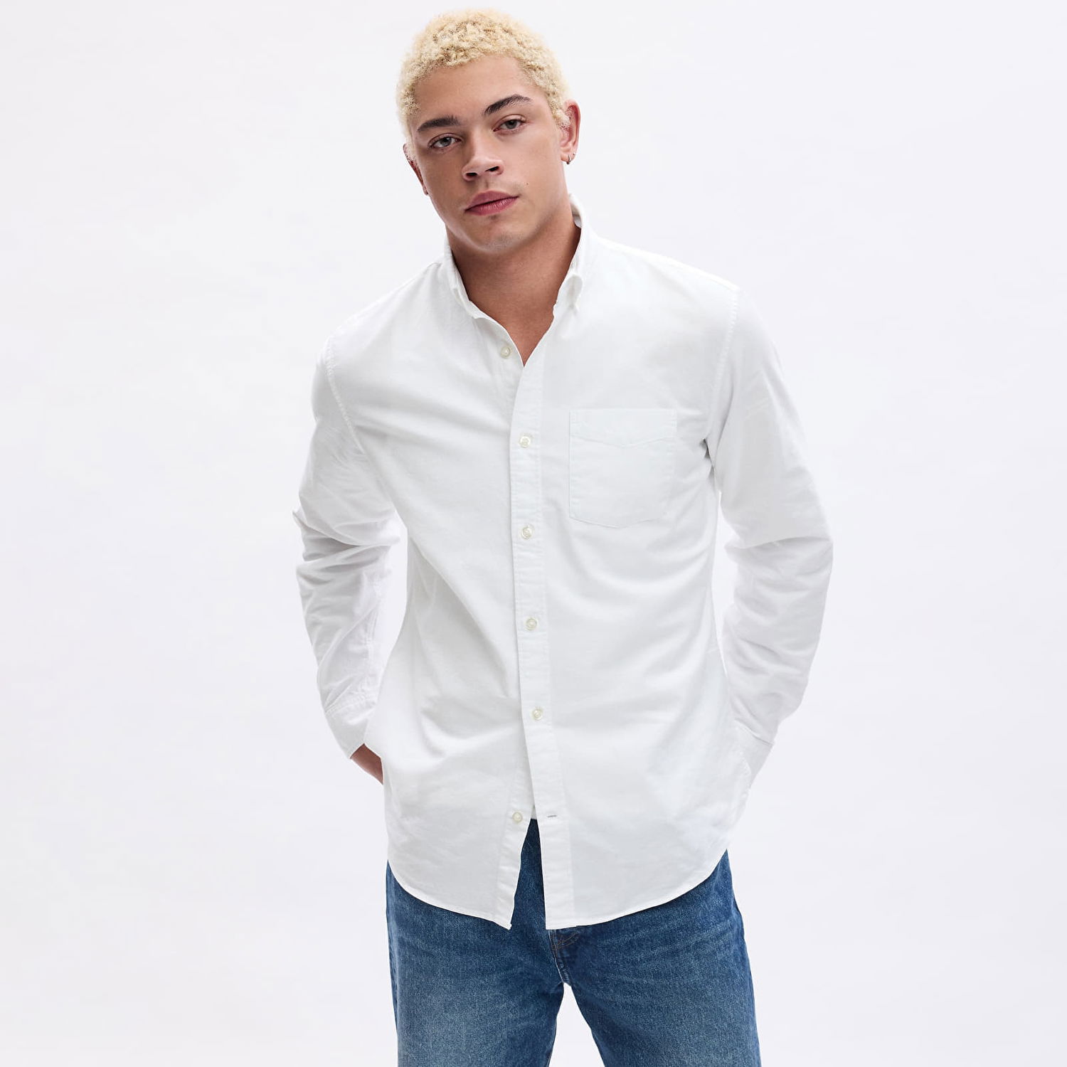 Košeľa GAP Standard Oxford Shirt White V2 Global Biela | 619568-02, 0