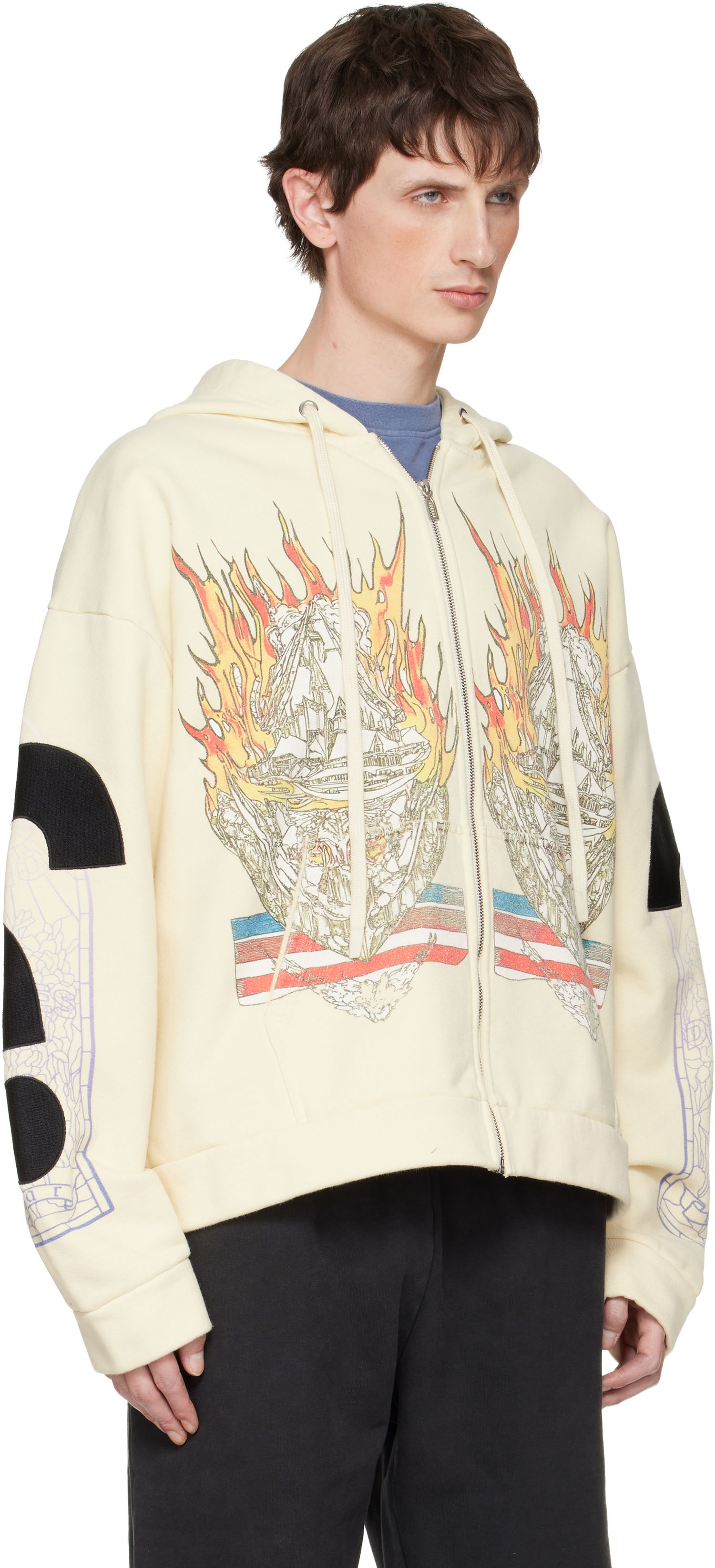 Mikina Who Decides War Engulfed Memories Zip Up Hoodie Béžová | 1110140018FW25, 1