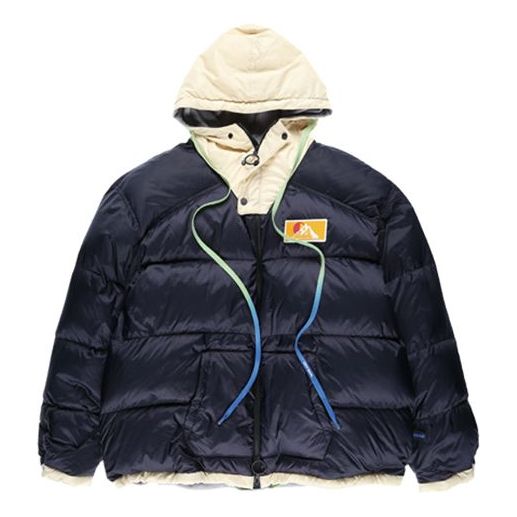 Prešívaná bunda Off-White Off-White FW19 Scaffolding Zipped Puffer Jacket Navy | OMED019F19E150253201