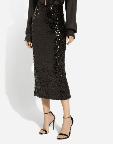 Sukňa Dolce & Gabbana Sequined Calf-Length Skirt Čierna | F4CRGTHLMZMN0000, 3