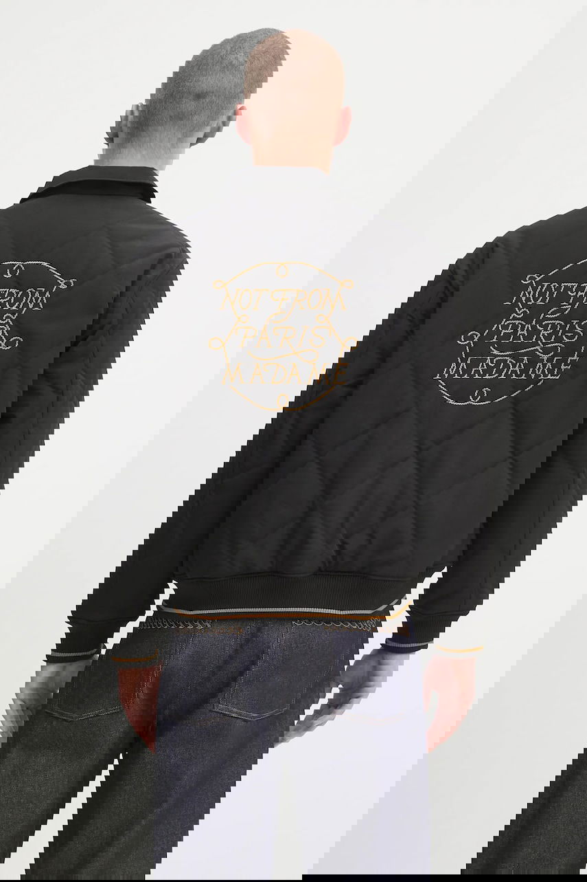 Bunda Drôle de Monsieur Drôle de Monsieur La Veste Slogan Tresses Quilted Jacket Čierna | H.JT236.PL163, 0