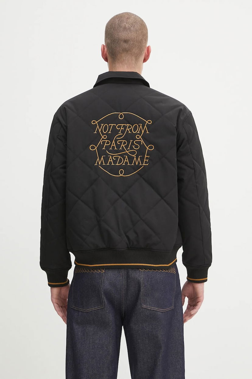 Bunda Drôle de Monsieur Drôle de Monsieur La Veste Slogan Tresses Quilted Jacket Čierna | H.JT236.PL163