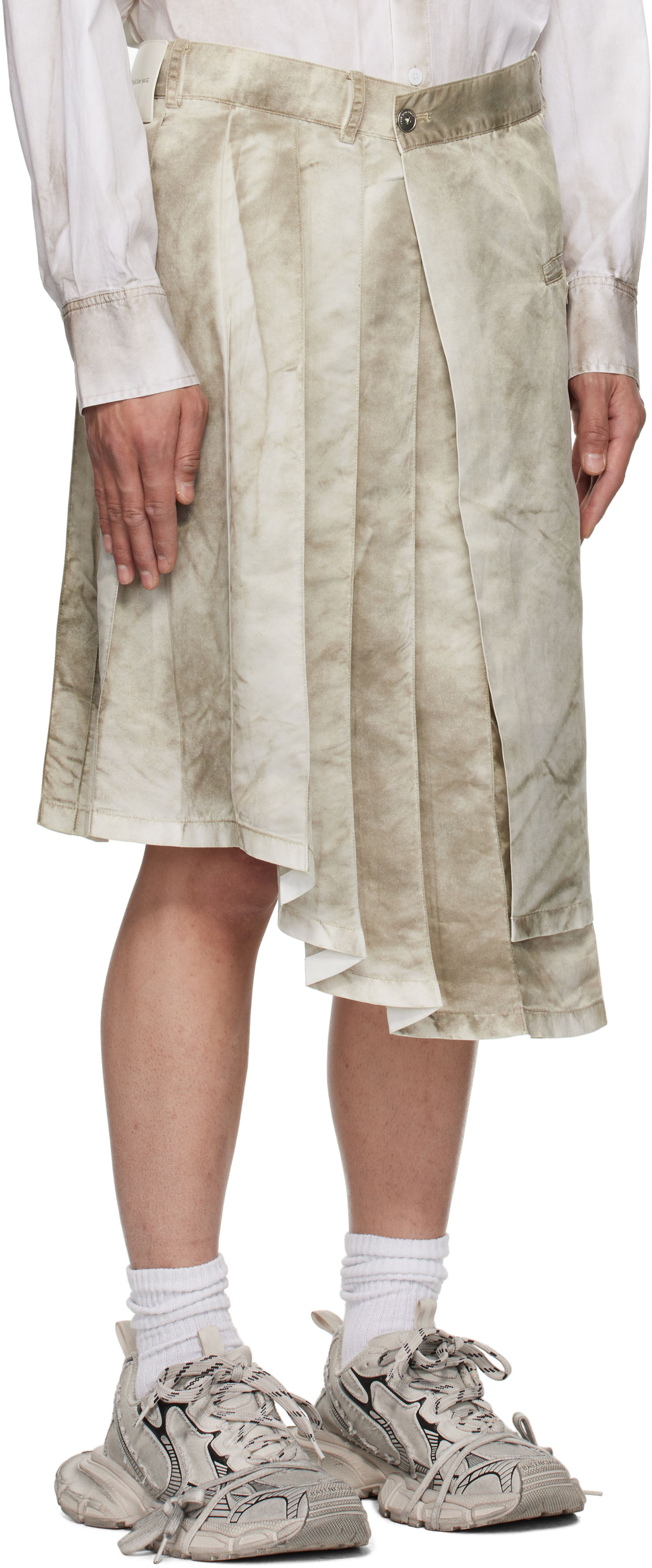 Sukňa Feng Chen Wang Feng Chen Wang Sandwashed Nylon Asymmetrical Skirt Béžová | FUS19SK02, 1