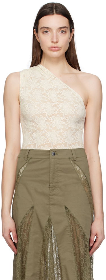 Body Miaou Miaou Jade One Shoulder Lace Bodysuit Béžová | 6005SLDOV, 0