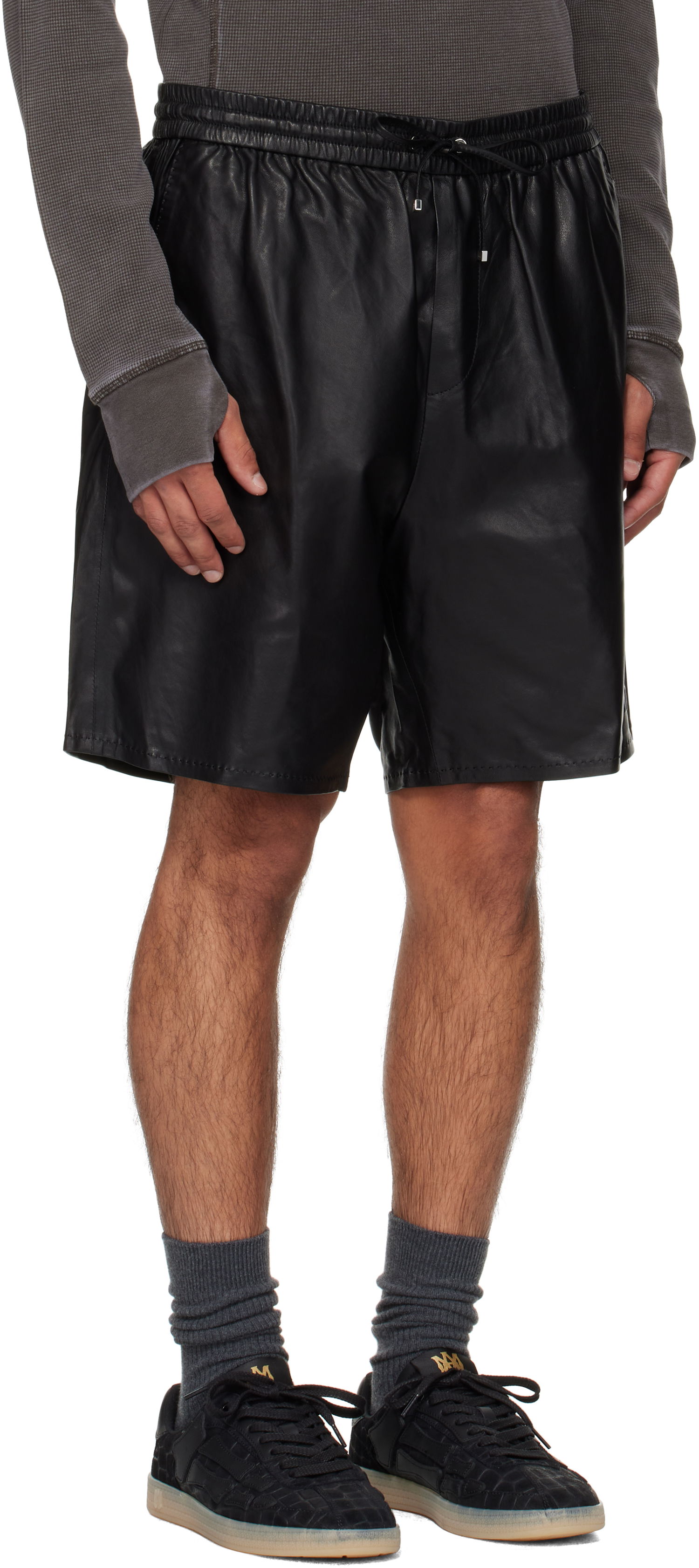 Šortky AMIRI AMIRI Lightweight Leather Shorts Čierna | AMLTSH1017, 1