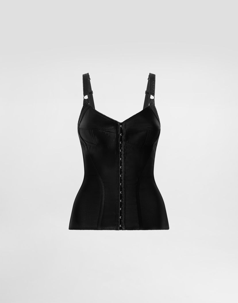 Podprsenka Dolce & Gabbana Dolce & Gabbana Elastic Satin Bustier Top Čierna | F7525TGDCMXN0000