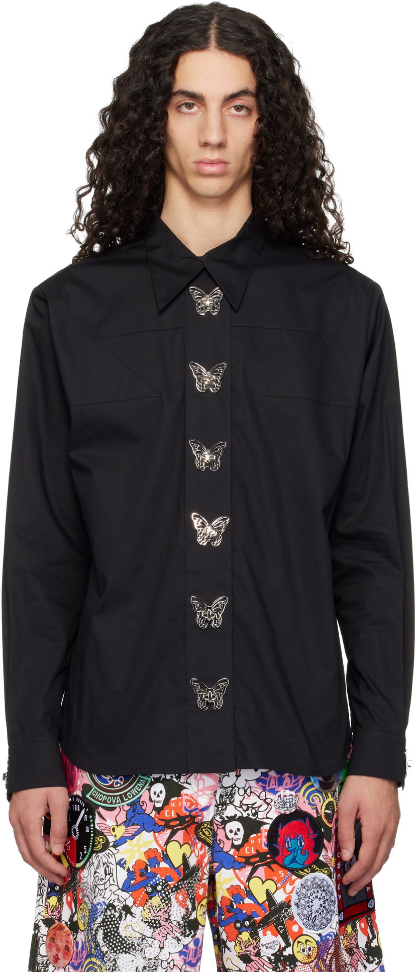 Košeľa Chopova Lowena Chopova Lowena SSENSE Exclusive Metal Butterfly Button-Up Shirt Čierna | 2321E