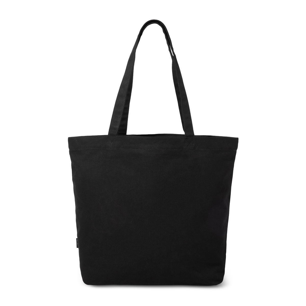 Black Canvas Tote Bag with Graphic Pins Print