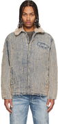 Shredded Denim Jacket with Sherpa Collar D-Ivar-S